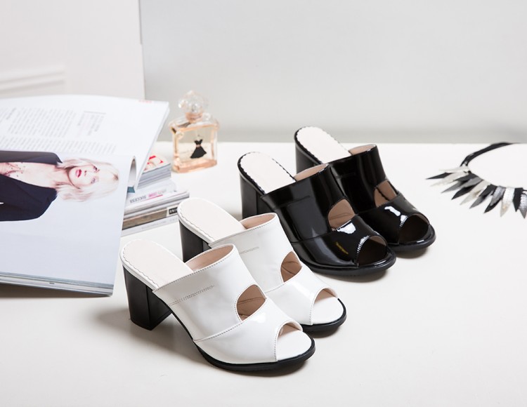 Women's High Heel Slide Slippers with Cutout Detail - Image 3