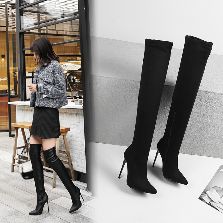 Women's High Heel Pointed Toe Side Zip Long Fashion Boots - Style o.html - Image 4