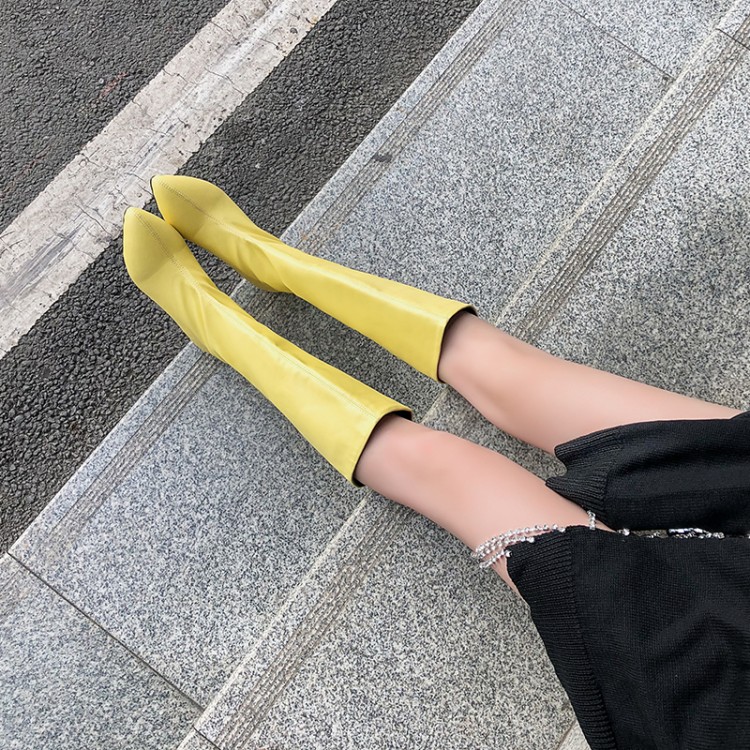 Women's High Tube Pointed Toe Square Heel Fashion Boots