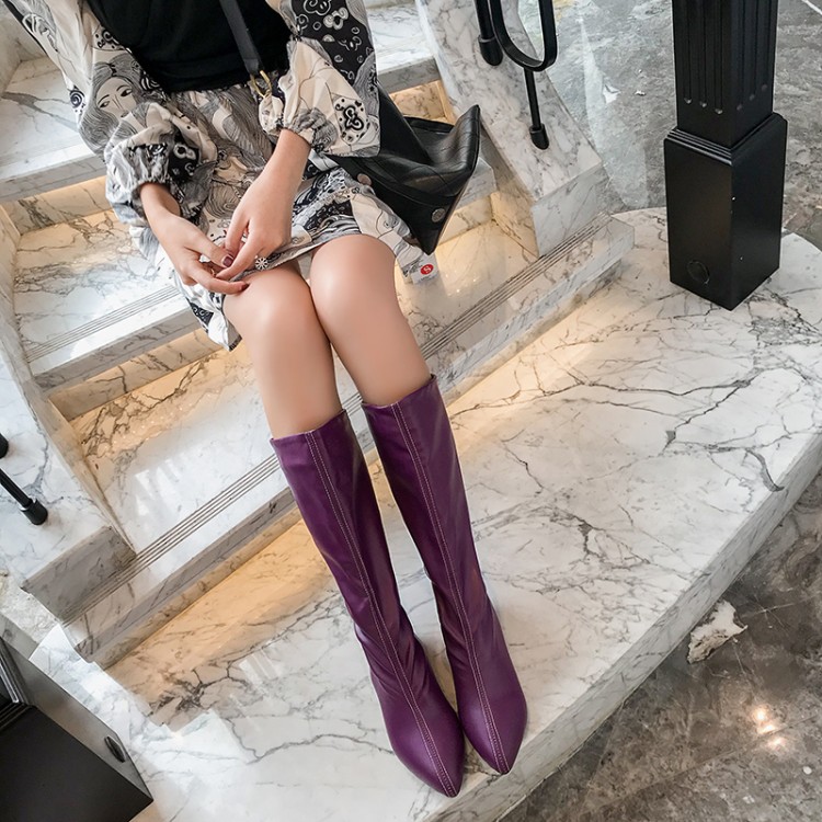 Women's High Tube Pointed Toe Square Heel Fashion Boots - Image 2