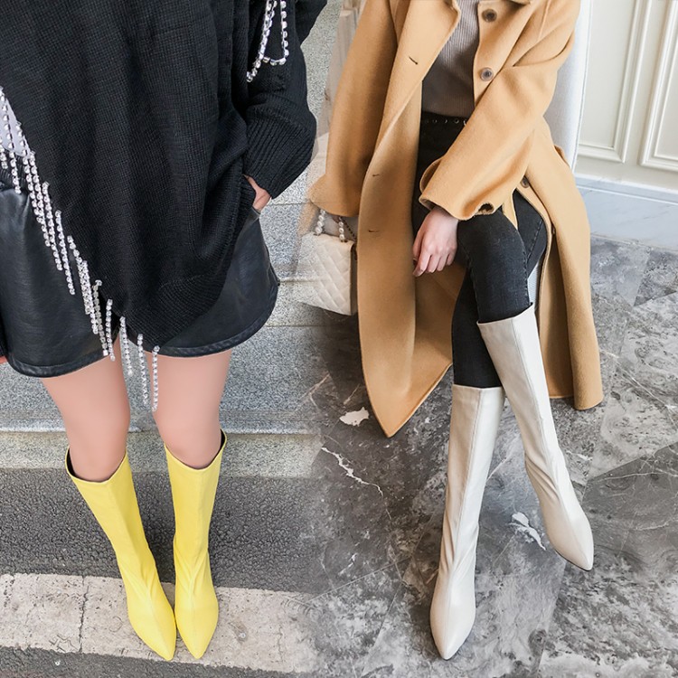 Women's High Tube Pointed Toe Square Heel Fashion Boots - Image 4