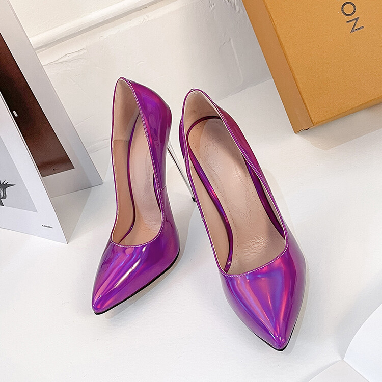 Women's Fashion Pointed Toe Stiletto High Heels Laser Purple Pink