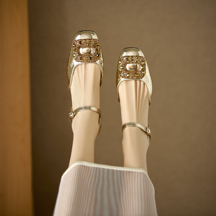 Women's High Heel Square Toe Sandals with Buckle Strap - Image 5