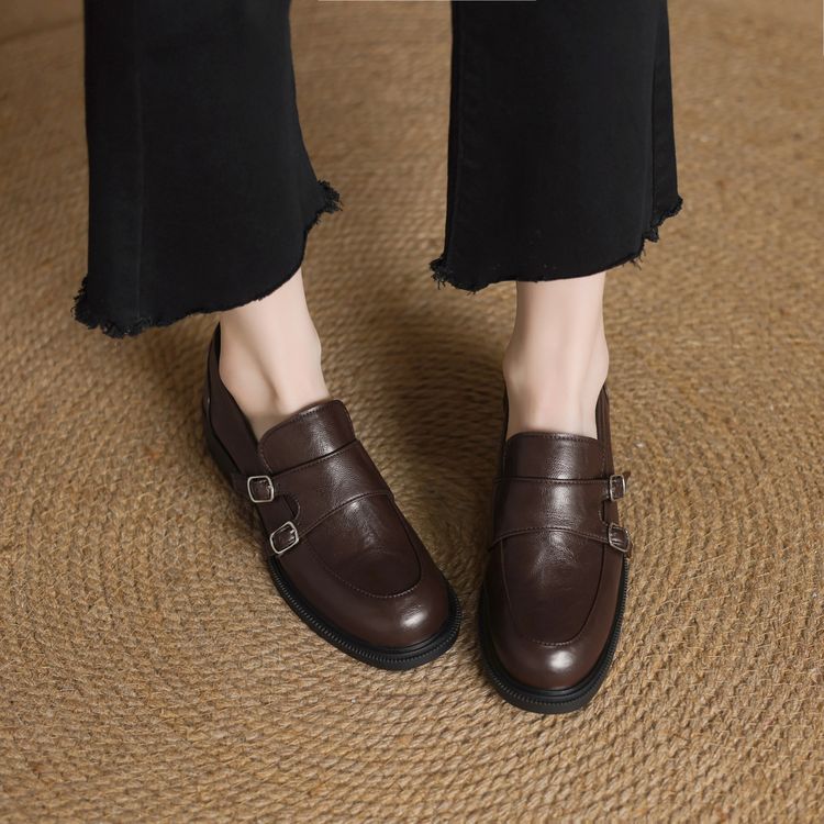 Deep Mouth Flat Shoes with Mid Chunky Heel and Round Toe - Style m.html - Image 2