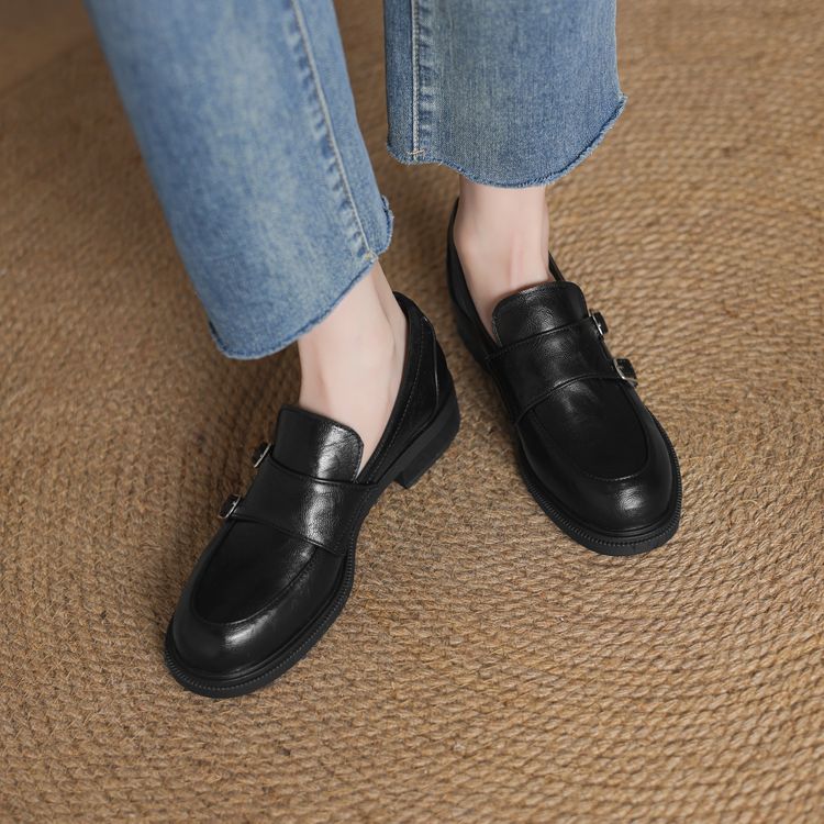 Deep Mouth Flat Shoes with Mid Chunky Heel and Round Toe - Style m.html - Image 4