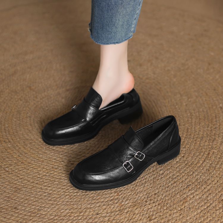 Deep Mouth Flat Shoes with Mid Chunky Heel and Round Toe - Style m.html - Image 5