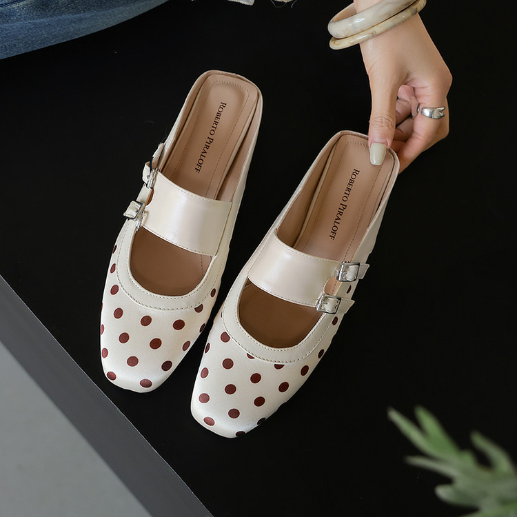 Women's Closed Toe Chunky Heel Slippers PU TPR Sole Summer 2026